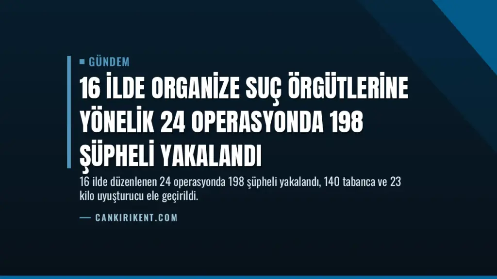 16 İlde Organize Suç Örgütlerine Yönelik 24 Operasyonda 198 Şüpheli Yakalandı