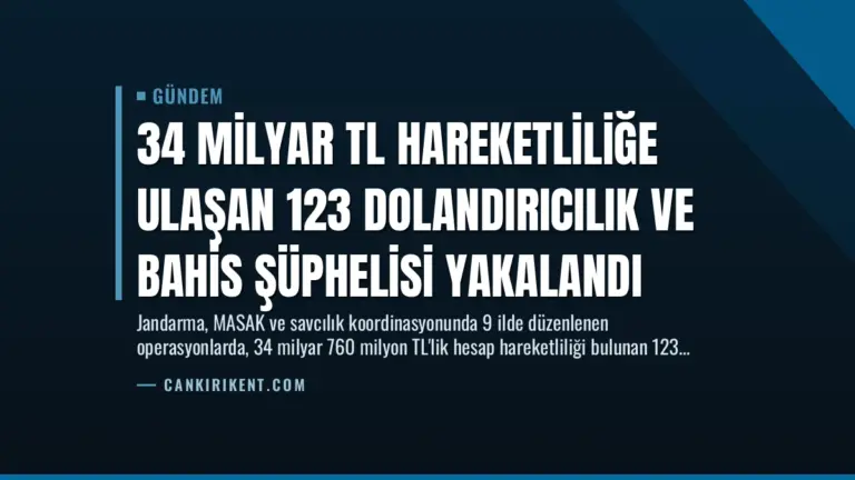 34 Milyar TL Hareketliliğe Ulaşan 123 Dolandırıcılık ve Bahis Şüphelisi Yakalandı