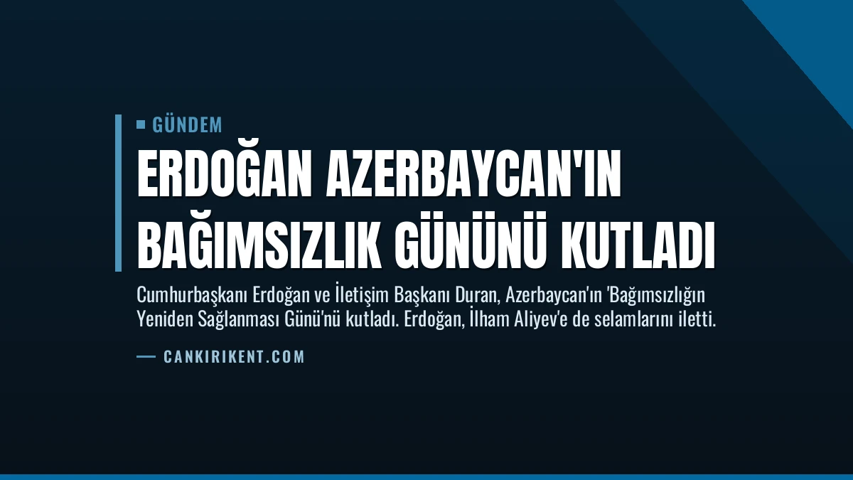 Erdoğan Azerbaycan’ın Bağımsızlık Gününü Kutladı