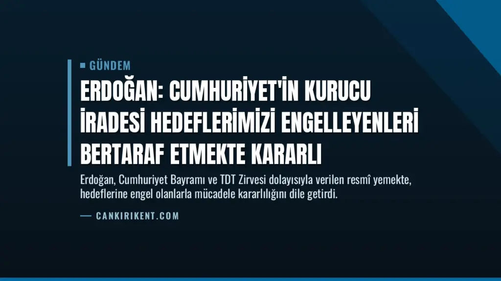 Erdoğan: Cumhuriyet'in kurucu iradesi hedeflerimizi engelleyenleri bertaraf etmekte kararlı