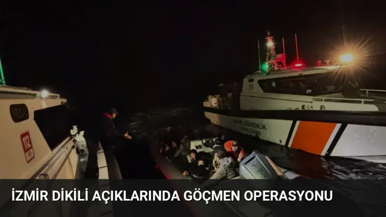 İzmir Dikili açıklarında göçmen operasyonu