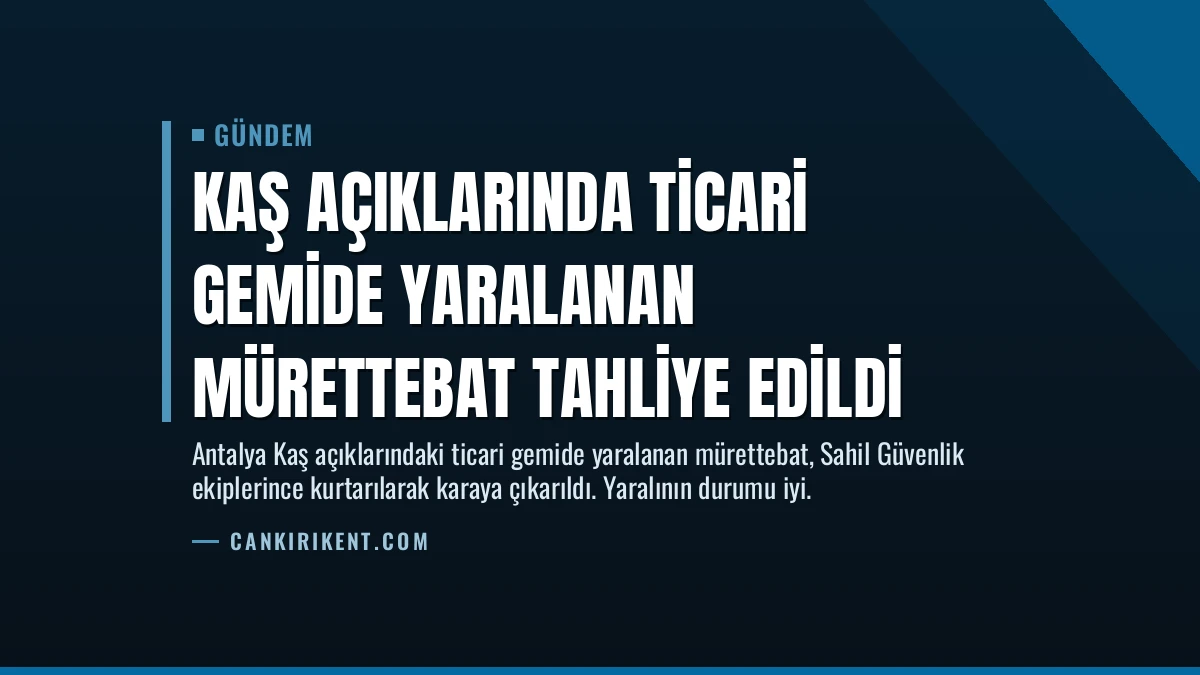 Kaş Açıklarında Ticari Gemide Yaralanan Mürettebat Tahliye Edildi