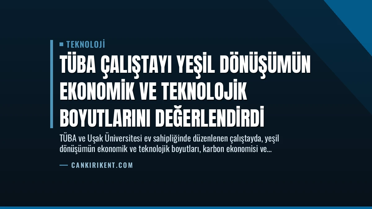 TÜBA Çalıştayı Yeşil Dönüşümün Ekonomik ve Teknolojik Boyutlarını Değerlendirdi